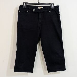 Talbots Black Mid Rise Capri Stretch Jeans - Size 4 Womens - Tab Closure Denim
